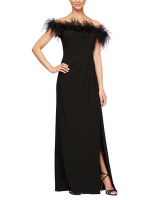 Alex Evenings Women's Long Off The Shoulder Gown in Black