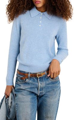 Alex Mill Alice Cashmere Polo Sweater in Frost Blue