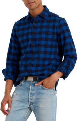 Alex Mill Cotton Flannel Button-Up Shirt in Blue/Black