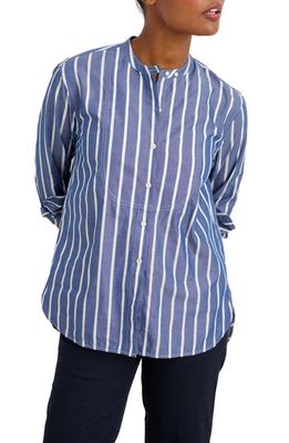 Alex Mill Eloise Stripe Cotton Button-Up Shirt in Navy/White Wide Stripe
