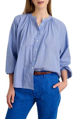 Alex Mill Katharine Long Sleeve Cotton Poet Blouse in Blue