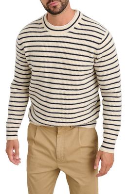 Alex Mill Men's Jordan Stripe Ribbed Crewneck Cashmere Sweater in Ivory/Navy