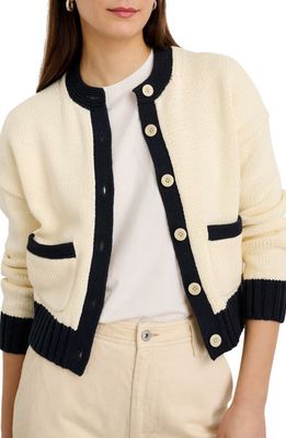 Alex Mill Nico Tipped Cotton Cardigan in Ivory/Black