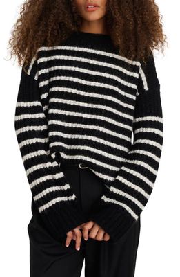 Alex Mill Normandie Stripe Wool & Alpaca Blend Crewneck Sweater in Black/Ivory