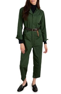 Alex Mill Standard Long Sleeve Stretch Cotton Twill Jumpsuit in Pine Needle