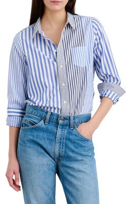 Alex Mill Wyatt Mixed Stripe Button-Up Shirt in Blue/Navy Stripes
