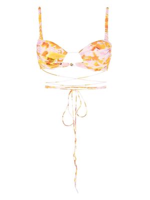 Alex Perry abstract-print bikini top - Pink