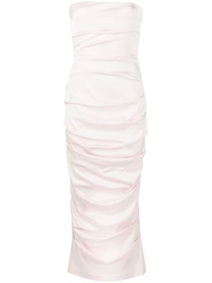 Alex Perry Ace pleated strapless midi dress - Pink