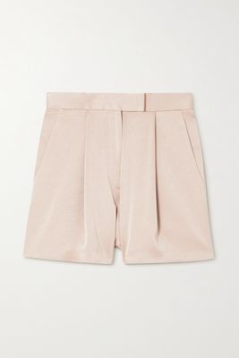 Alex Perry - Avery Pleated Satin-crepe Shorts - Neutrals