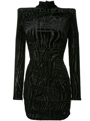 Alex Perry Blair Zebra Print Mini Dress - Black