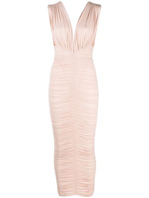 Alex Perry Chance ruched midi dress - Pink