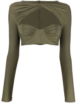 Alex Perry cropped long-sleeve top - Green