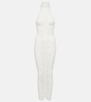 Alex Perry Crystal-embellished ruched maxi dress
