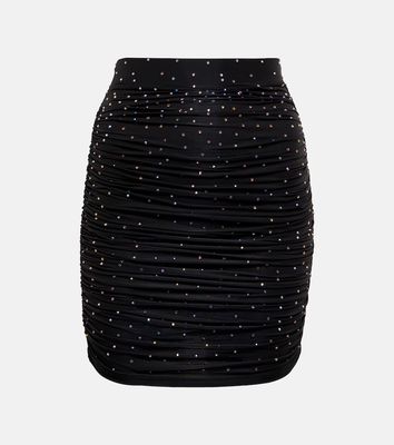 Alex Perry Crystal-embellished ruched miniskirt