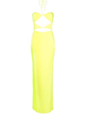Alex Perry cut-out halterneck dress - Yellow