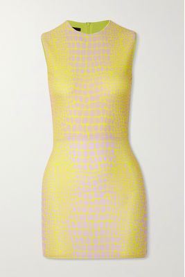Alex Perry - Dallon Printed Stretch-jersey Mini Dress - Yellow