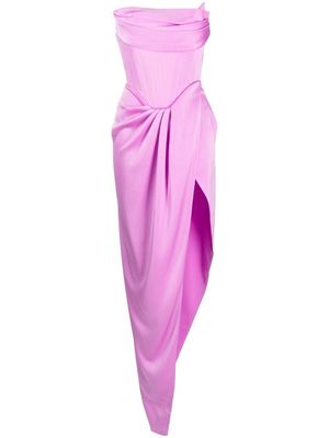 Alex Perry Harland draped satin corset gown - Purple