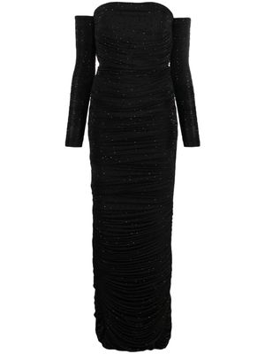 Alex Perry Hyland stud-embellished draped maxi dress - Black