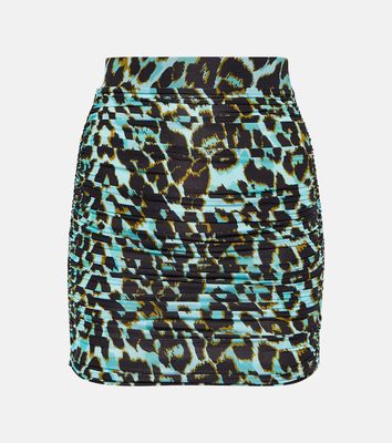 Alex Perry Kiran ruched leopard-print miniskirt