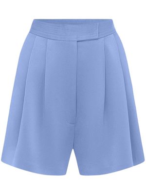 Alex Perry pleated satin-crepe shorts - Blue