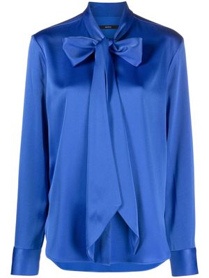 Alex Perry pussy bow-collar satin blouse - Blue