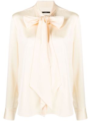 Alex Perry pussy bow-collar satin blouse - Neutrals