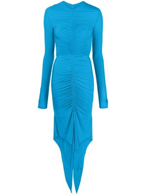 Alex Perry ruched asymmetric-hem dress - Blue