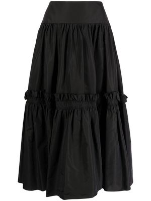 Alex Perry Ruffled Full silk midi skirt - Black
