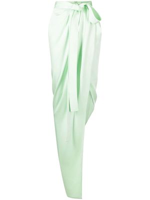 Alex Perry satin-finish asymmetric long skirt - Green