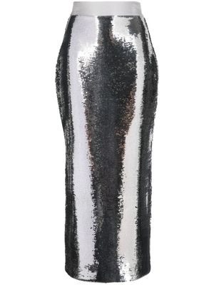 Alex Perry sequin-embellished high-waisted skirt - Silver