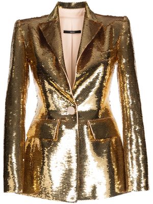 Alex Perry sequin-embellished peak-lapel blazer - Gold
