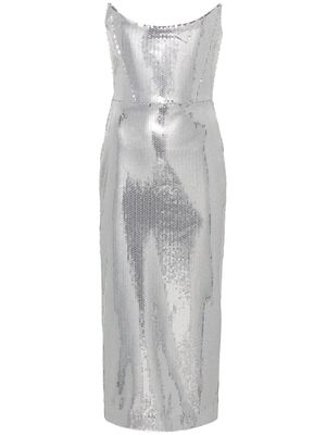 Alex Perry sequinned strapless maxi dress - Silver