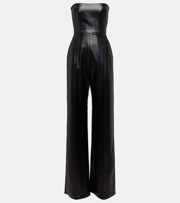 Alex Perry Strapless faux-leather jumpsuit