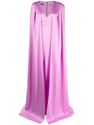 Alex Perry V-neck cape gown - Purple