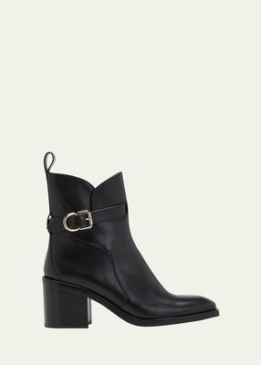 Alexa Ankle-Strap Leather Boots