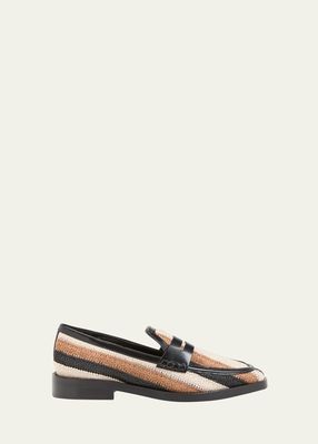Alexa Colorblock Woven Penny Loafers