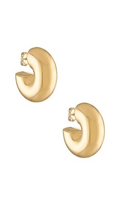 Alexa Leigh Chubby Hoop Earrings in Metallic Gold.