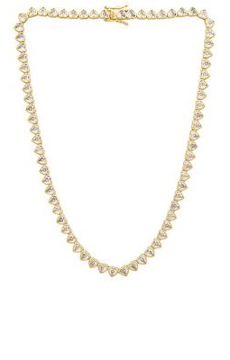 Alexa Leigh Nora Heart Tennis Necklace in Metallic Gold.