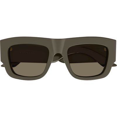 Alexander McQueen 53mm Rectangular Sunglasses in Brown 