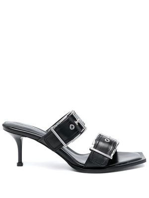 Alexander McQueen 75mm leather buckled mules - Black