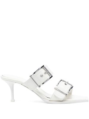 Alexander McQueen 75mm leather buckled mules - White
