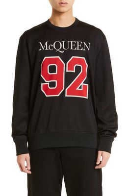 Alexander McQueen '92 Crewneck Graphic Sweatshirt in Black/Red/White