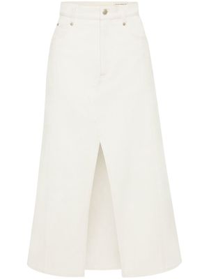 Alexander McQueen A-line denim midi skirt - White