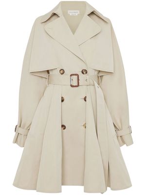 Alexander McQueen A-line pleated trench coat - Neutrals