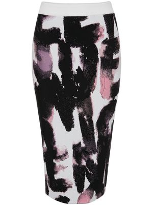 Alexander McQueen abstract-pattern midi-skirt - Multicolour