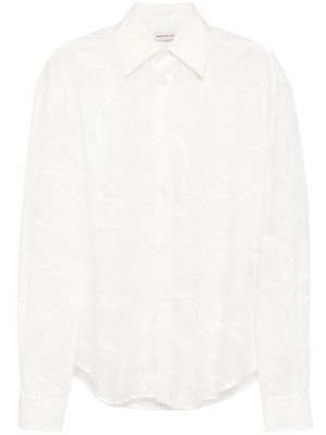 Alexander McQueen abstract-pattern semi-sheer shirt - White