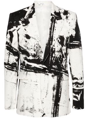 Alexander McQueen abstract-print cotton blazer - Black