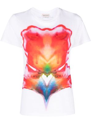 Alexander McQueen abstract-print cotton T-shirt - White