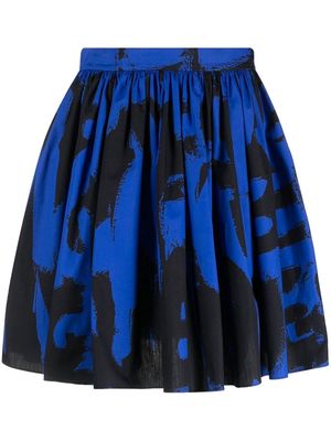 Alexander McQueen abstract-print pleated full skirt - Blue