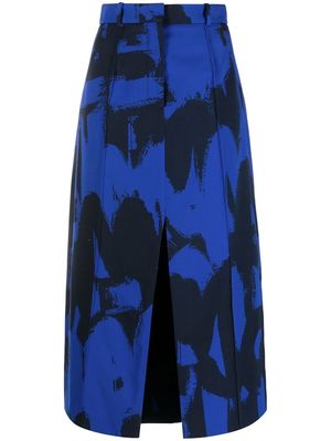 Alexander McQueen all-over graphic-print midi skirt - Blue